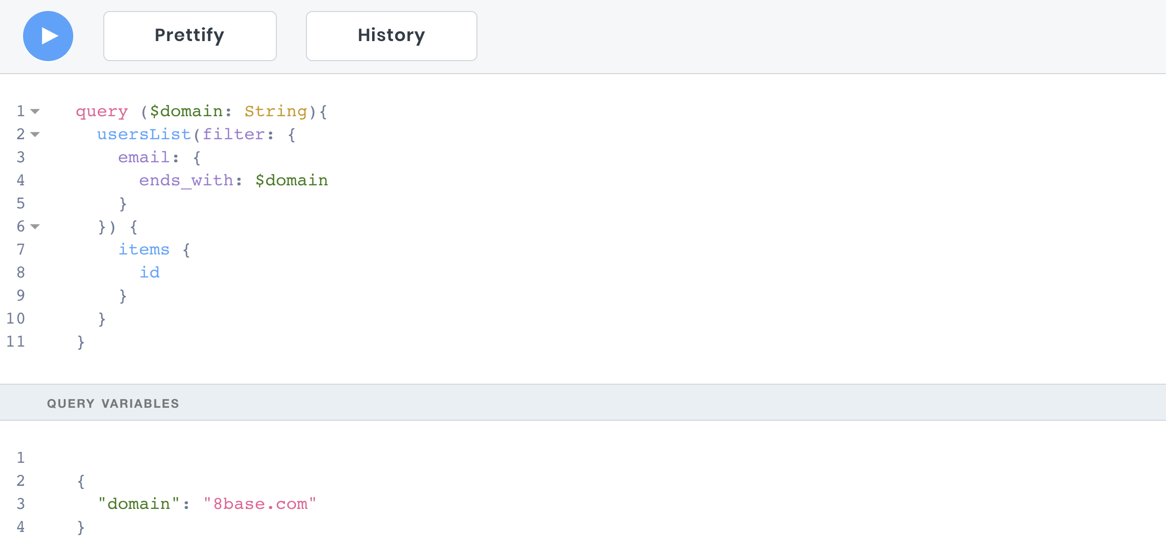Declaring variables in the API Explorer